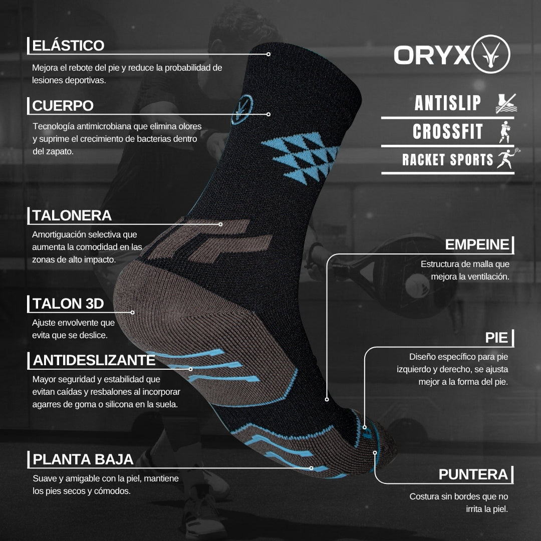 Calcetín Antislip / Crossfit / Racket Sports Negro