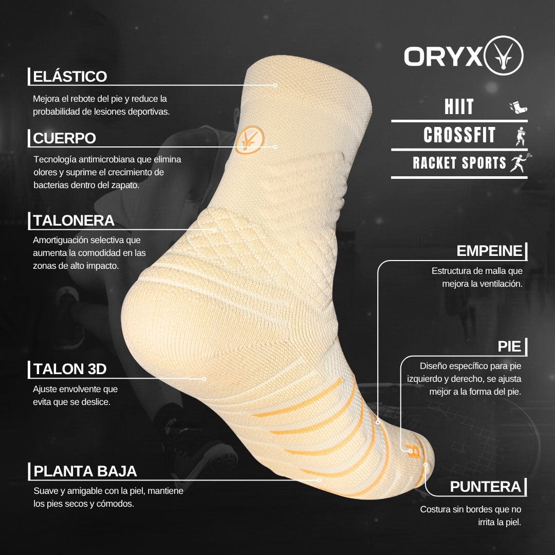 Calcetín HIIT / Crossfit / Racket Sports Crema Naranjado